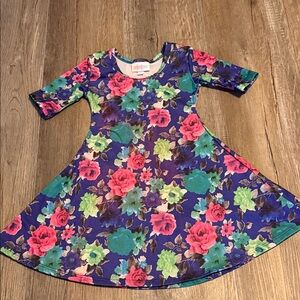 LuLaRoe Girls Floral Swing Dress in Purple, Pink, Teal, Green